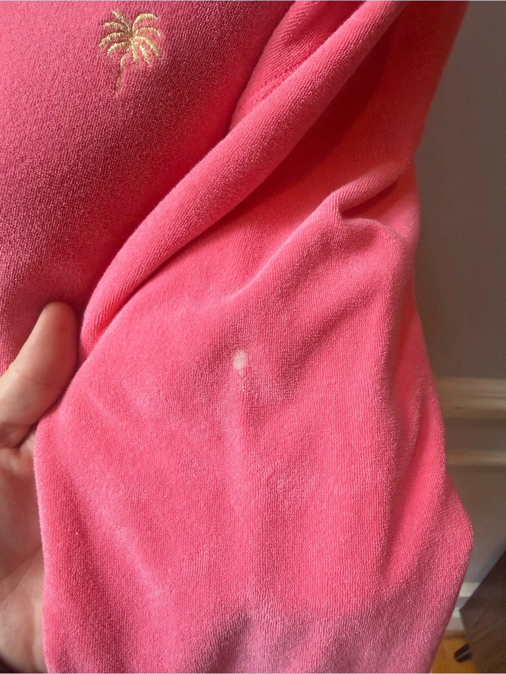 Vintage Lilly Pulitzer Pink Terry Cloth Zip Hoodie Palm Tree Logo Size M - Picture 8 of 11